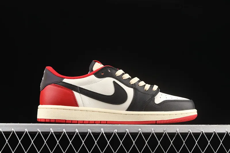 All categories Air Jordan Jordan series basketball shoes Air Jordan 1 Low Travis Scott x Air Jordan 1 Low AJ1 Joe 1 black and white red inverted low-top cultural sneakers DM7866-140